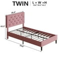 thumbnail image 5 of 4 Ever Winner Adjustable Twin Bed Frame, Pink Upholstered with Tufted Headboard forbedroom, 5 of 8