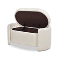 thumbnail image 4 of Jennifer Taylor Home Fuji Banc de Rangement Ovale Rembourré en Bouclé 44 Pouces Ivoire Blanc, 4 of 10