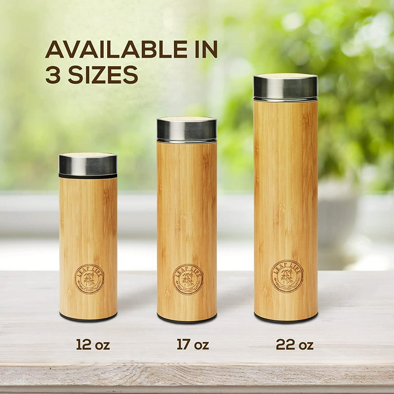 Bamboo Thermos Tea Infuser, Strainer, Tea Tumbler with 2