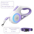 thumbnail image 2 of Pet Retractable Dog Leash 10ft/3m With LED light | Reflective Nylon Tape Retractable Leash With Collar (Purple), 2 of 8