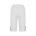 thumbnail image 6 of Pedal Pushers for Women Lightweight Summer Linen Capri Pants Casual Loose Elastic Waist Wide Leg Bermuda Shorts White L, 6 of 7