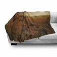 thumbnail image 3 of Galaxy Soft Flannel Fleece Throw Blanket, Landscape from the Movie Fictional Galaxy Clash Pattern Sunset Mountains, Cozy Plush for Indoor and Outdoor Use, 50" x 70", Brown Yellow, by Ambesonne, 3 of 6