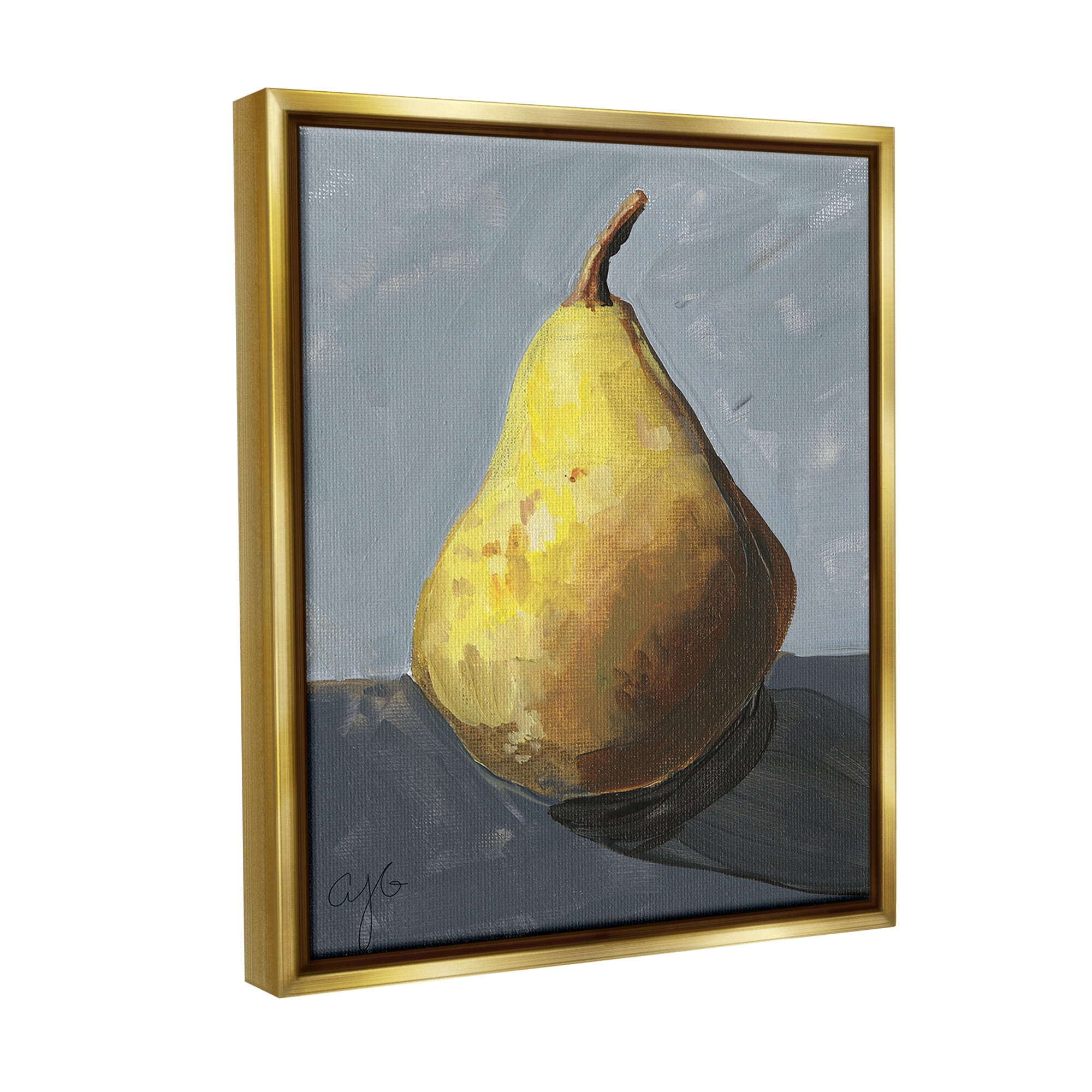 Stupell Industries Abstract Shadowed Pear Food & Beverage Painting Gold Floater Framed Canvas Art Print Wall Art, 25 x 31