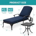 thumbnail image 3 of Villeston Outdoor Lounge Chaise with Cushion, Cast Aluminum,with Wheels and Adjustable, set of 2,Dark Blue Cushions and 1 Side Table, 3 of 7