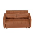 thumbnail image 4 of 58.26" Velvet Pull Out Couch Bed with Adjsutable Backrest, Convertible Sofa Bed with Side Coffee Table and 2 Lumbar Pillows, Modern Tufted Sleeper Sofa Couch for Living Room Office, Caramel, 4 of 7