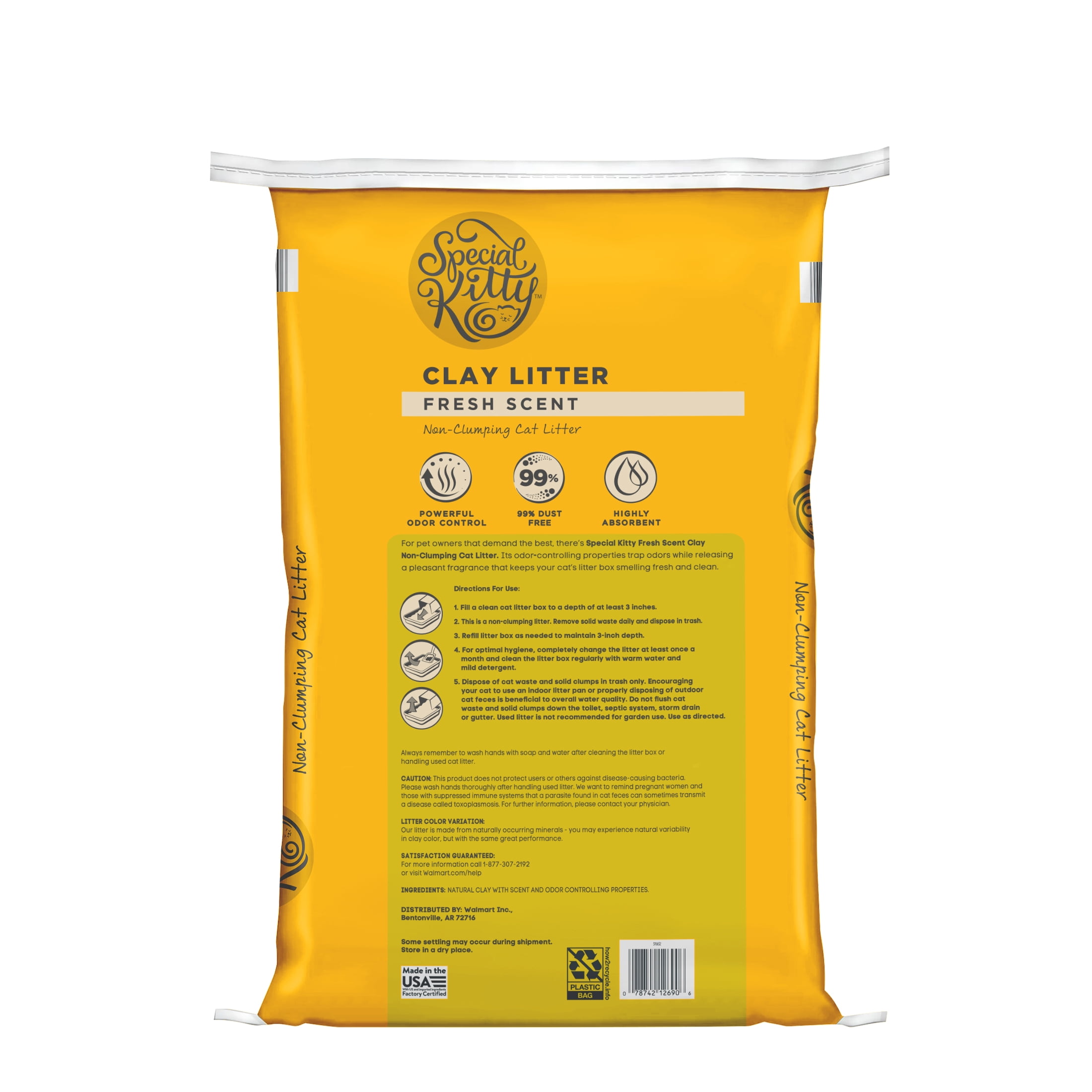 (4 pack) Special Kitty Non-Clumping Clay Cat Litter, Fresh Scent, 25 lb Bag, 1 Count