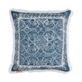 thumbnail image 1 of Indigo Ink – Almohada decorativa con forma de medallón con flecos para sofá o cama, decoración bohemia del hogar, 20.0 x 20.0 in (colección de mezclilla blanca, azul marino), 1 of 5