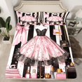thumbnail image 2 of Manfei Fashion Pink Dress Twin Sheet Sets, Valentines Day Twin Fitted Sheet, Teen Kid Child Female Girl Flat Sheet, Lightweight Room Decor, 3-Piece, 2 of 7
