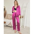 thumbnail image 5 of Ekouaer Women's Classic Button Down Long Satin Silk Pajama Set, 5 of 6