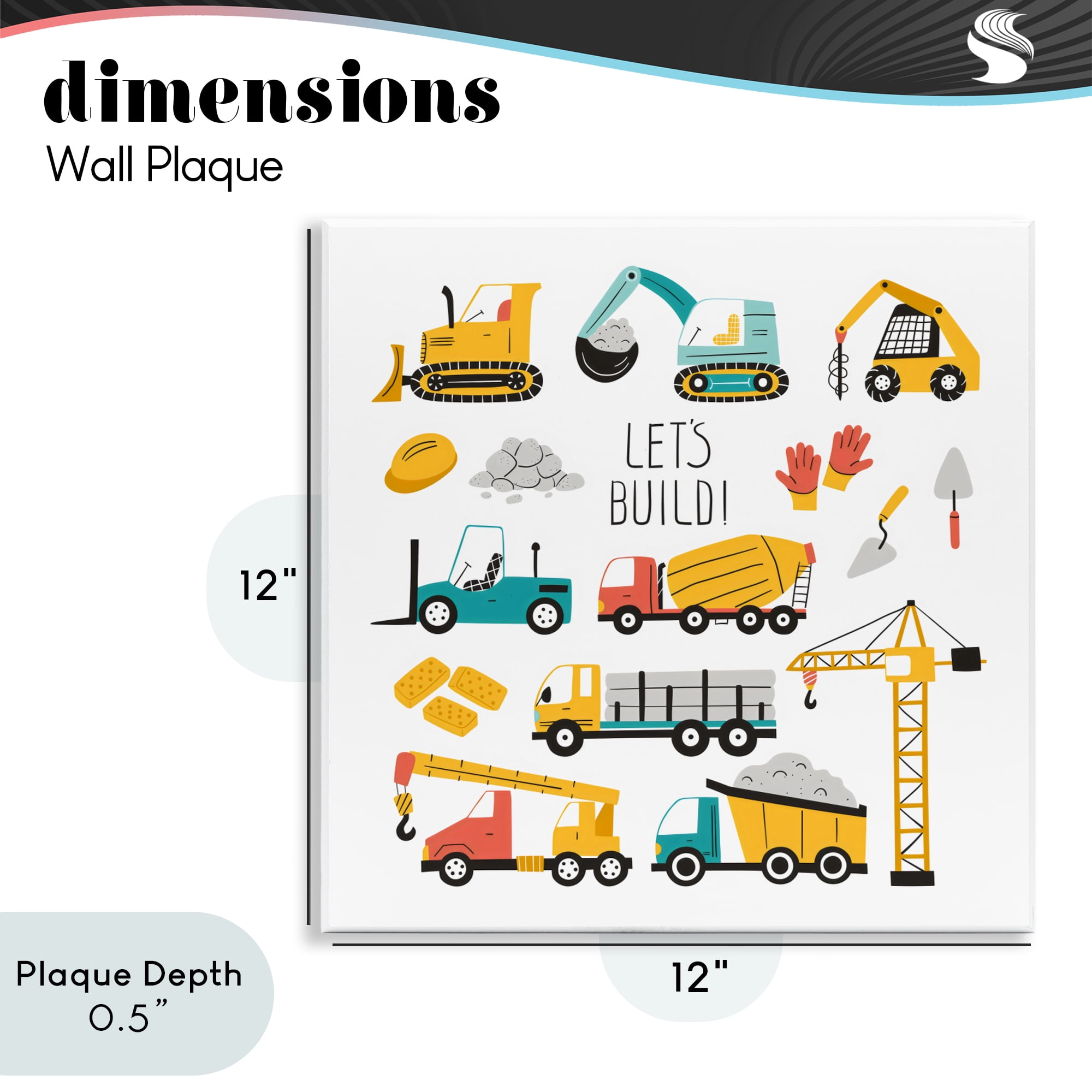 Stupell Industries Let's Build Various Construction Trucks Wall Plaque Art, design by Creative Studio