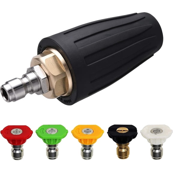 Turbo Nozzle Pressure Washer Pressure Washer Tips 1/4" Quick Connect with 5 Power Washer Nozzle Tips Kit Multiple Degrees (0, 15, 25, 40, 65, Rinse1)
