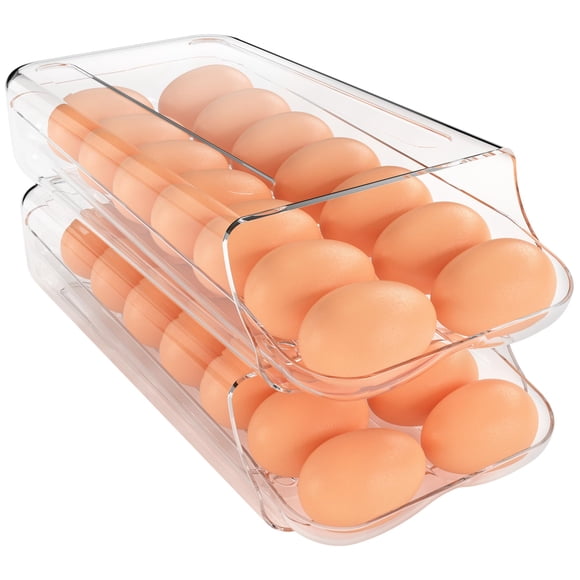 Soporte para huevos Theaoo para nevera, enrollable automáticamente, paquete de 2