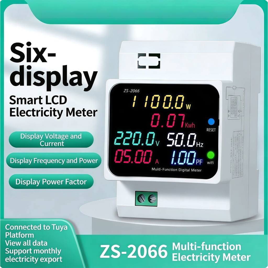 DIN Rails Energy Meter Monitors Multimeter 40-300/250-450V 100A Voltages Current Voltmeter Ammeter Watt