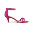 thumbnail image 3 of BLISSFUL STEP Women's Shoes Faux Suede Ankle Strap Kitten Heel Slide Straps Solid Sandals  Hot Pink 6, 3 of 8