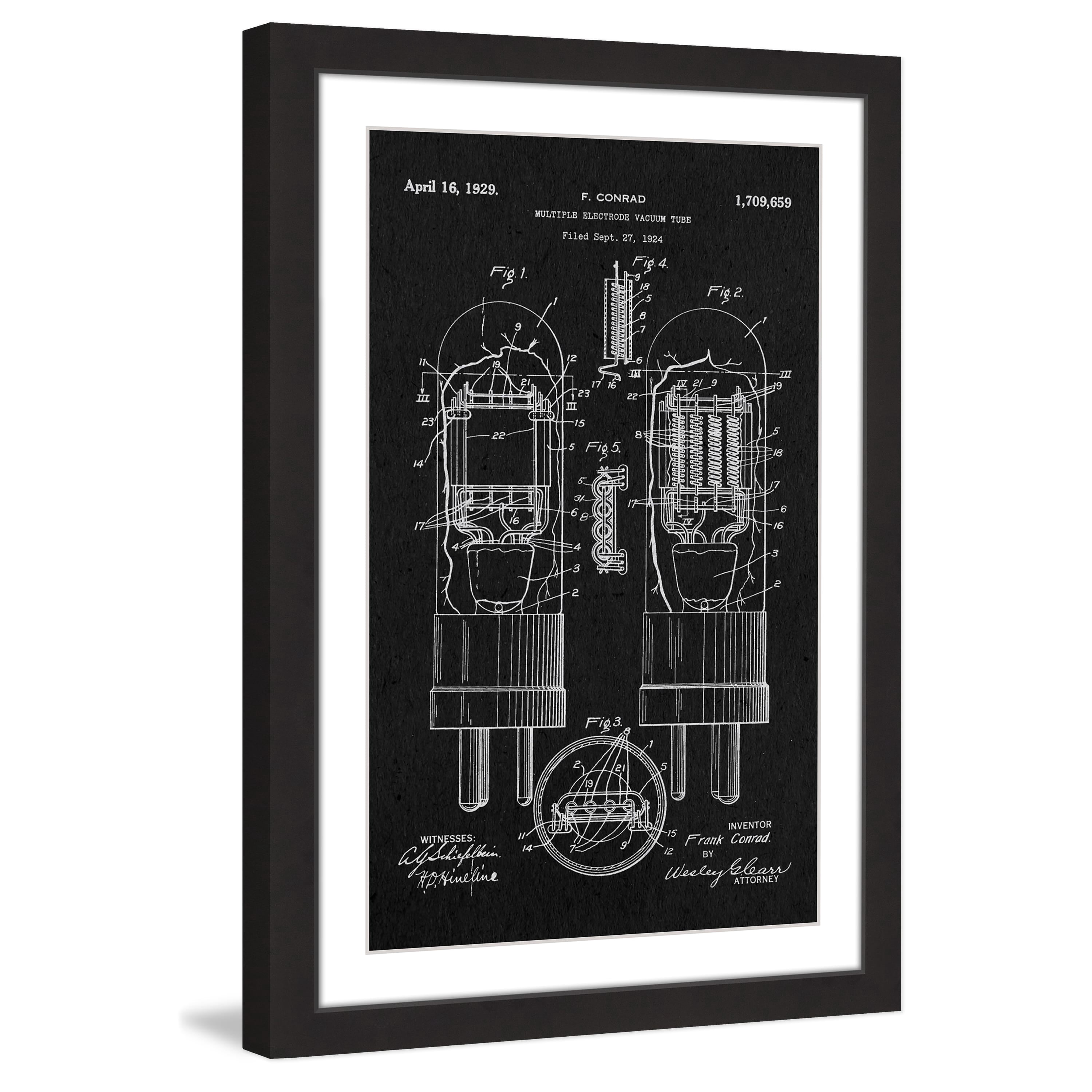 "Vacuum Tube 1924 Black Paper" Framed Painting Print