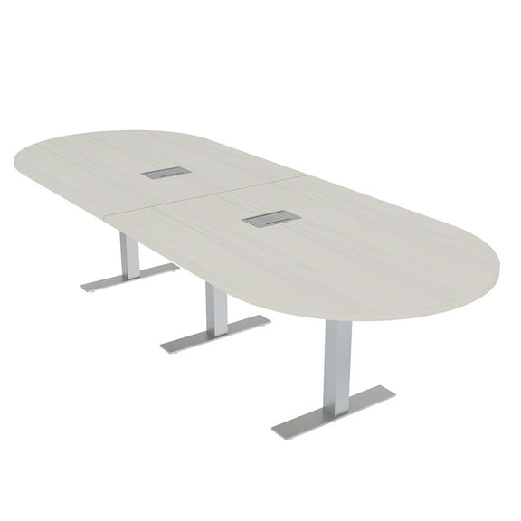 12X4 Modular Racetrack Conference Table With Metal Bases And Electric