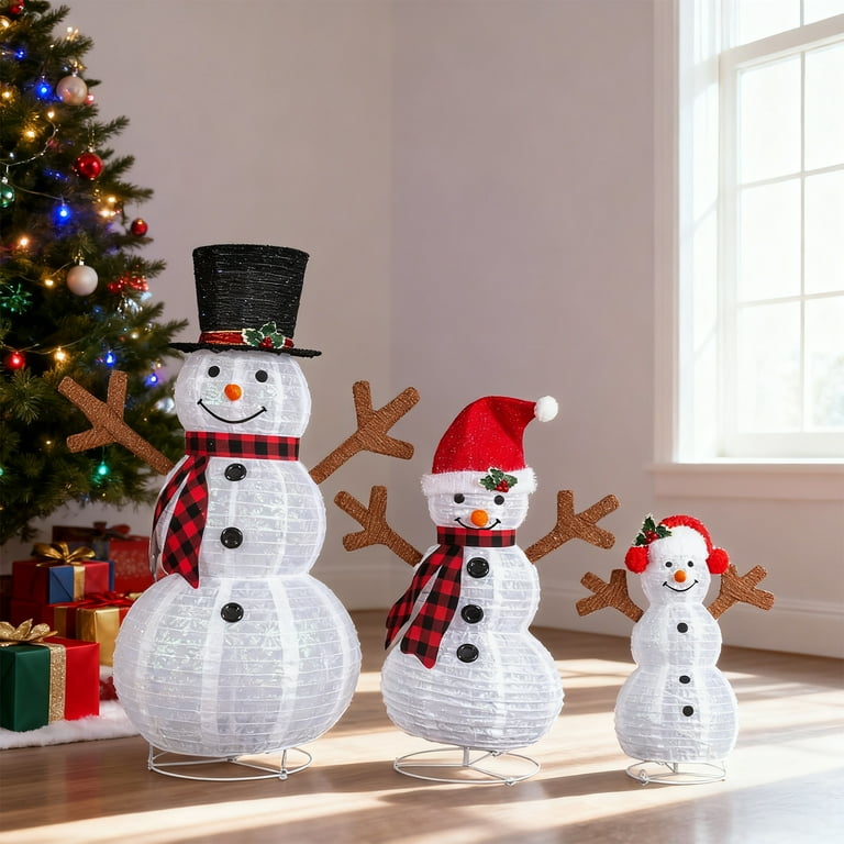Zimtown LED Lighted Snowman Family Christmas Decoration w/ 300 LED