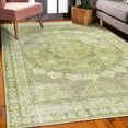 thumbnail image 3 of Vintage Decorative Rug, Weathered Style Print of Medallion Ornaments and Bohemian Flourishes, Quality Carpet for Bedroom Dorm and Living Room, 6 Sizes, Pistachio Green and Khaki, by Ambesonne, 3 of 4