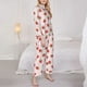 thumbnail image 3 of Balery Strawberry Conjunto de Pijama con Estampado para Mujer, Conjunto de Dos Piezas con Manga Larga, Ropa de Dormir Suave con Bolsillos, Pijamas Cómodos-Large, 3 of 7