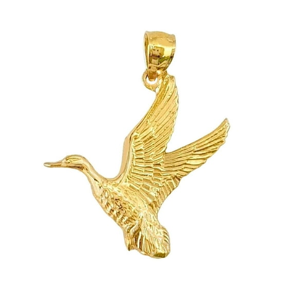 925 Sterling Silver Yellow Gold Plated 1mm Cable Chain Necklace w/ w/ Duck Mallard Pendant Charm