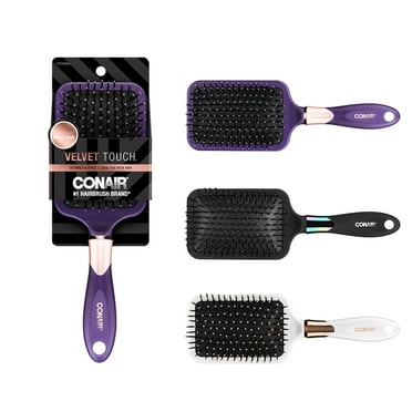 Conair Velvet Touch Nylon Bristles Paddle Hair Brush, Multicolor