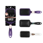 Conair Velvet Touch Paddle Hairbrush with Nylon Bristles and Soft-Touch Handle, Colors Vary