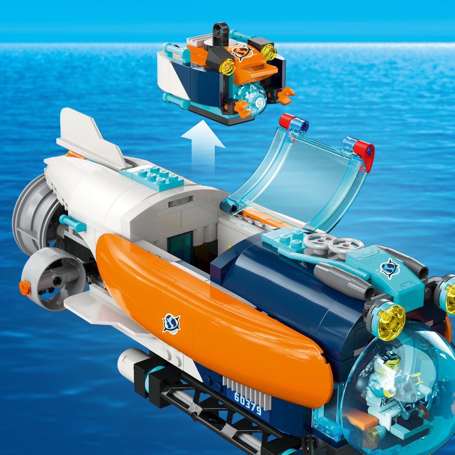 LEGO City Deep-Sea Explorer Submarine 60379 Building Toy Set, Ocean Submarine Playset with Shipwreck Setting, 6 Minifigures and 3 Shark Figures for Imaginative Play, A Gift Idea for Ages 7+