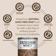 Designer Wellness, Designer Whey, Natural 100% Whey Protein Powder with Probiotics, Fiber, and Key B-Vitamins for Energy, Gluten-Free, Gourmet Chocolate, 12oz
