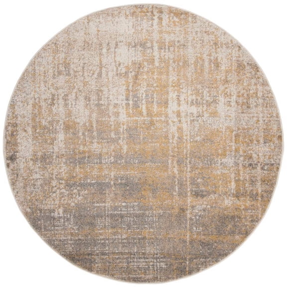 Adirondack Cream/Gold 10 ft. x 10 ft. Distressed Round Area Rug