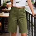 thumbnail image 2 of Taqqpue Bermuda Cargo Shorts for Women Casual Long Knee Length High Waisted Stretch Wide Leg Relaxed Fit Women Shorts Under 10, 2 of 10