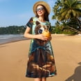 thumbnail image 4 of Balery Maple Meditating Bear Vestidos sueltos de manga corta para mujer, vestidos de verano 2025, vestidos casuales de corte A con vuelo., 4 of 6