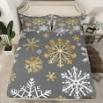 thumbnail image 2 of Manfei Winter Snowflake Print Bed Sheets for Kids, Western Vintage Festival King Sheets, Happy Christmas Sheet Set, Breathable Home Decor, 4 Pieces, 2 of 7