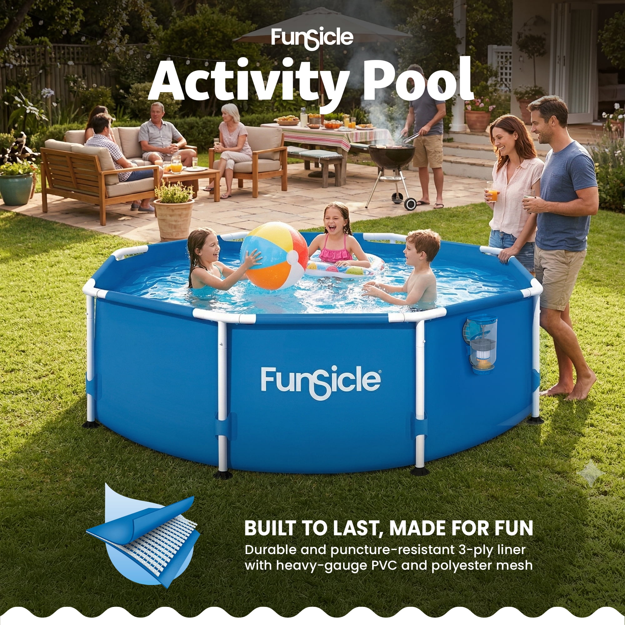 Funsicle 8' x 30" Outdoor Activity Round Frame Above Ground Swimming Pool Set