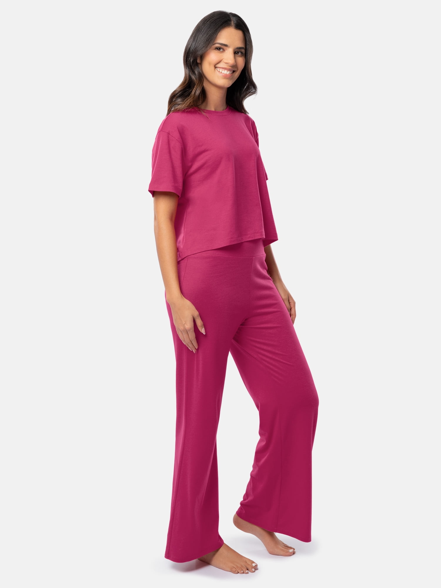 Fruit of the Loom Women's Breathable Short Sleeve Top and Pant Pajama Set, Sizes S-4X