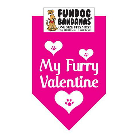 Fun Dog Bandana - My Valentine velu - Taille unique pour Med à Lg Chiens, écharpe animal rose chaud