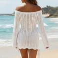 thumbnail image 6 of Qzwdhjm Women's Crochet Swimsuit Cover Up One Shoulder Hollow Out Mini Dress Beach Coverup Long Sleeve Bathing Suits Coverups with Pocket, 6 of 6