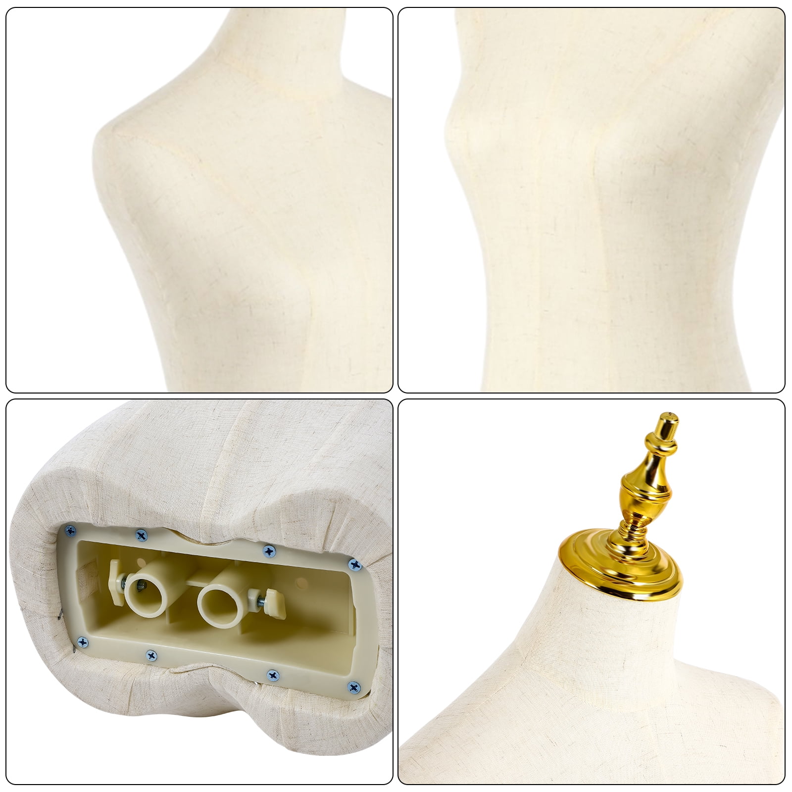 Female Mannequin, 2-Hole Position Mannequin Torso with Stand, Height Adjustable Torso for Clothing Dress Jewelry Display, Sewing, Beige
