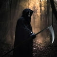 thumbnail image 3 of Joyfy 52 inch Halloween Grim Reaper Scythe Accessories, Grim Reaper's Weapon for Halloween Party Dress Up, 3 of 8