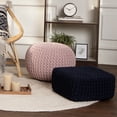 thumbnail image 3 of · REDEARTH · Cube Low Pouf Foot Stool Ottoman - Hand Knitted Poof - Cord Boho Pouffe - Home Decor - Stuffed Footrest for Living Room - Nursery - Bedroom - Patio (16"x16"x8") - Navy Blue, 3 of 9