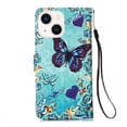 thumbnail image 3 of Case for iPhone 13, Folding Flip Leather Wallet Shockproof Protective Cover with Card Slots Kickstand Magnetic Closure Cute Girls Women Cover,Butterfly, 3 of 6