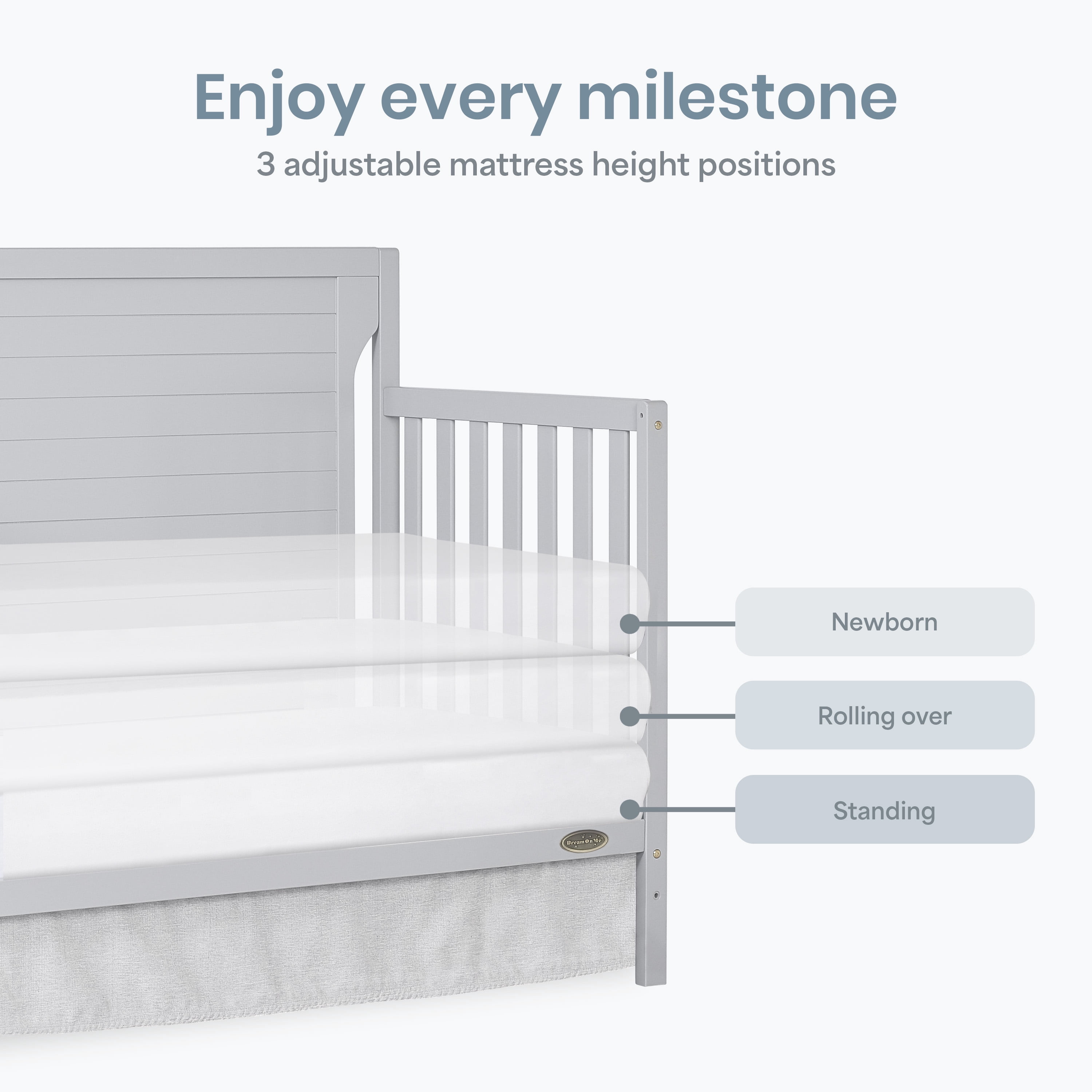 Nursery Bundle, Dream On Me Cape Cod 5 in 1 Convertible in Pebble Grey and Crib & Toddler Mattress Bundle