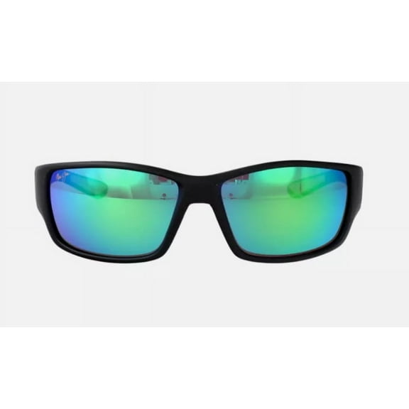 Maui Jim Local Kine GM810-27M Sunglasses - Soft Black w/Dk Trans Green/MauiGreen