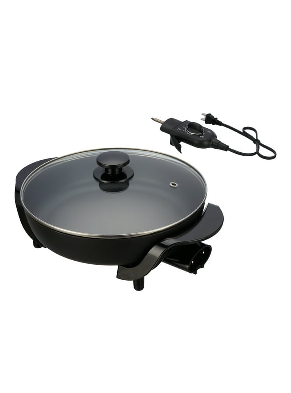 Mainstays 12" Round Nonstick Electric Skillet with Glass Cover, Black