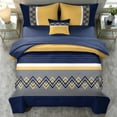 thumbnail image 3 of Davulos Blue Beds in a Bag, 6 Pieces Full Comforter Set Geometric Pattern Bedding Sets with Comforter, Flat Sheet, Fitted Sheet, 2 Pillowcases & 1 Decorative Pillowcase, 3 of 10