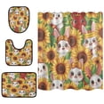 thumbnail image 2 of 4-Piece Bathroom Set with Waterproof Shower Curtain with Non-Slip Bath Mat, U-Shaped Mat & Toilet Lid Cover Bunnies and Sunflowers, 2 of 8