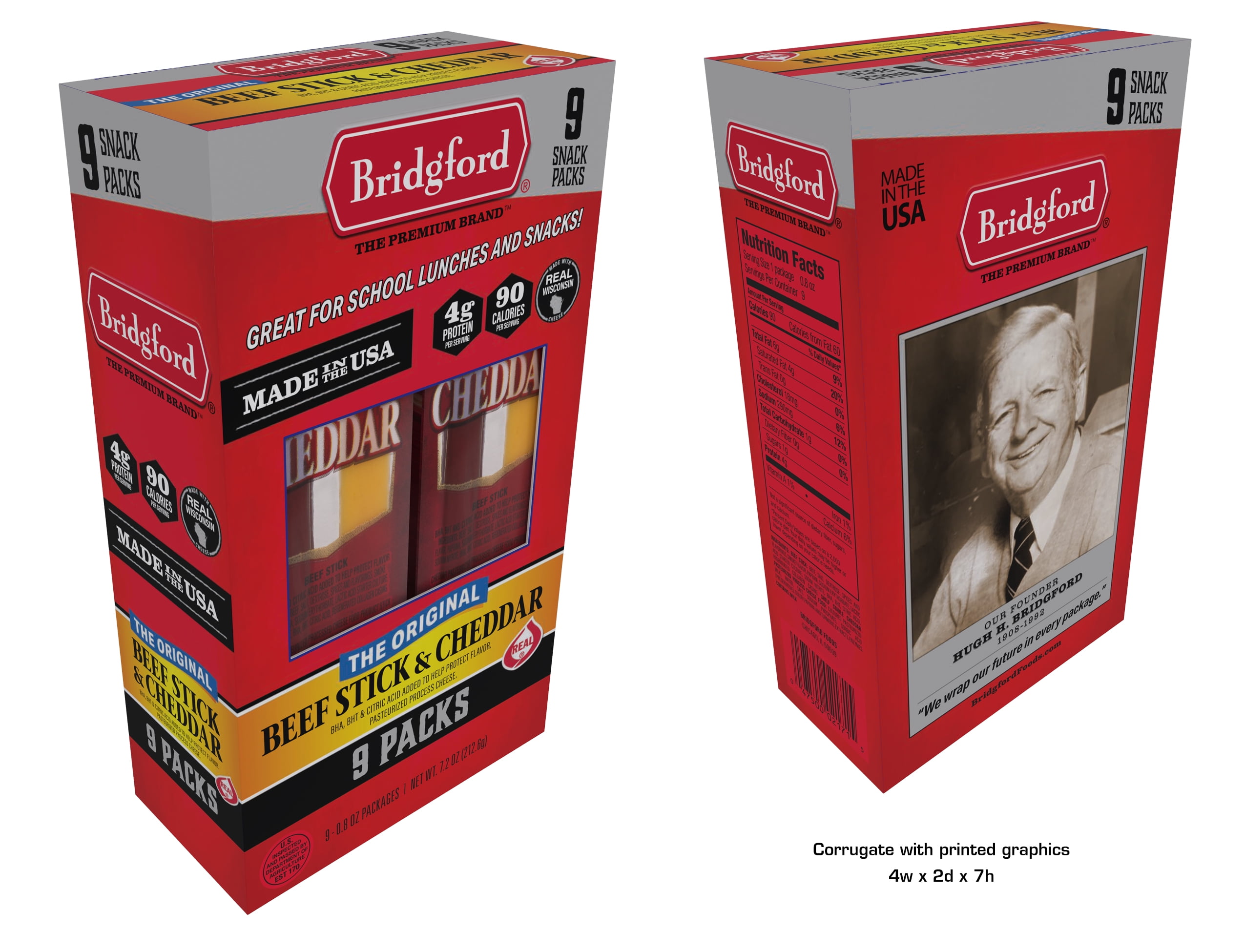 Bridgford Beef Stick & Cheddar 9 Pack