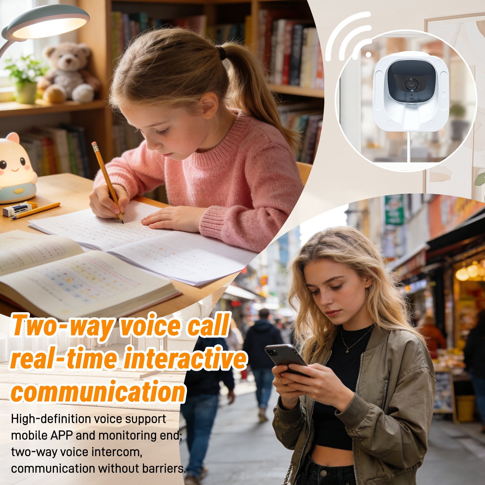 1080P HD Mini WiFi Security Camera Indoor, Wireless Baby Monitor for Phone App (No Screen), Portable Travel Nanny Cam with Full Color Night Vision, 2-Way Audio, Motion Detection for Pet/Elderly.