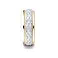thumbnail image 3 of Benchmark� 14 kt Two Tone Gold 8mm Comfort Fit Round Edge Cross Hatch Patterned Wedding Band Ring, 3 of 7