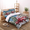 thumbnail image 3 of Christmas Red Truck King Size Comforter Set, Winter Car Deer Xmas Trees Snow Blur Soft Bedding for All Seasons, 4 Pcs Bed Set with 1Comforter (90"x106") ,1 Sheet(94"x116"), 2 Pillowcases (19"x35"), 3 of 7