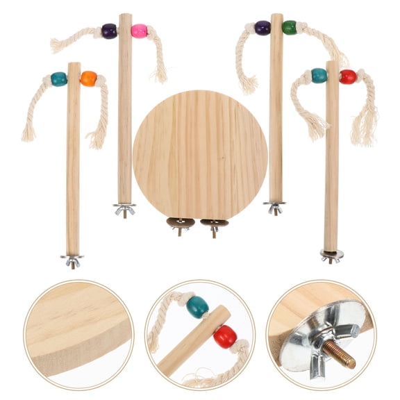 NIAIZEK Bird Playstand with Perch and Toys, Beige, 1 Set - Parrot Activity Center for Pet Birds